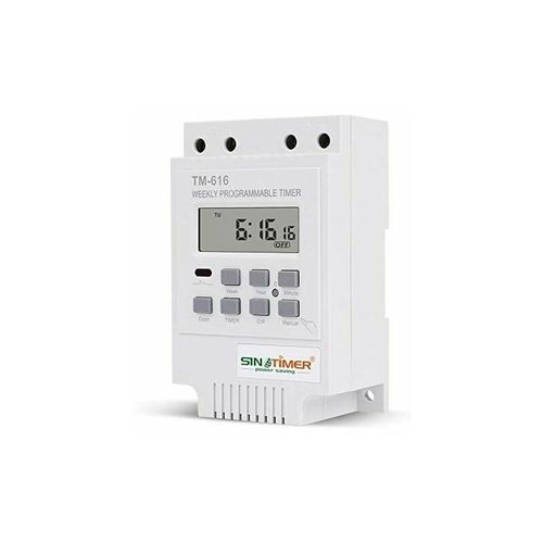 1x TM616 Programmateur interrupteur relais, 12V minuterie programmateur horaire électrique hebdomadaire numérique timer interrupteur avec écran numérique LCD - Blanc
