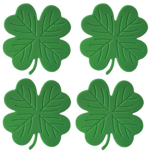 4 Pcs St. 'S Day Coaster Silicone Vert Boisson Dessous Verres Antidérapants Isolations Thé Tasse Tapis Café Sous-Verres