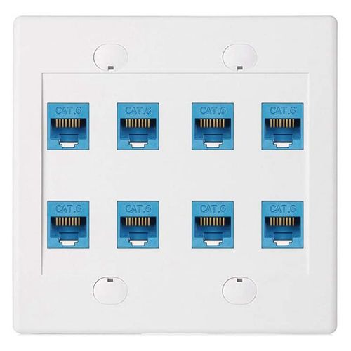 Plaque Murale Ethernet 8 Port - Double Gang Cat6 Prise RJ45 Câble Réseau Façade Femelle à Femelle -