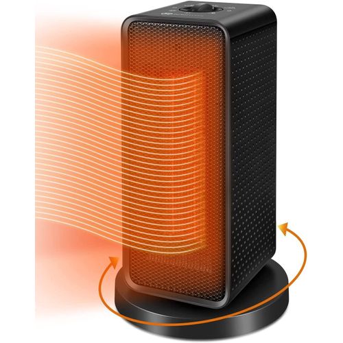 Chauffage d'appoint 1200W, PTC Radiateur Soufflant Céramique, Chauffage Electrique, 70°Oscillation, Thermostat Réglable, Protection multiple, 3 Modes, salle de bain, maison