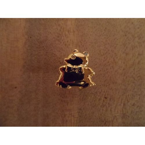 Broche Ourson Métal Doré Et Strass