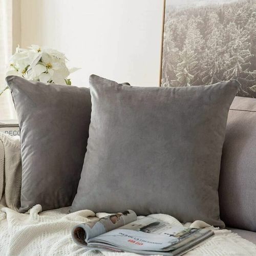 Lot De 2 Housses De Coussins En Velours Dcoratif Canap Taie D'oreiller Super Lisse Doux Confortable Decoration Maison Salon Chambre Pour Canap 50x50cm Gris Clair