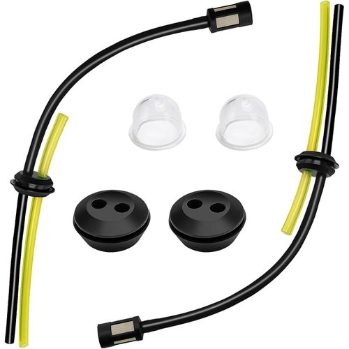 Lot de 2 filtres à essence universels - Tuyau de carburant - Joint de tuyau de carburant - Ampoule d'amorçage - Joint en caoutchouc - Pour tondeuse à gazon, ventilateur, coupe-bordure, coupe-bordure