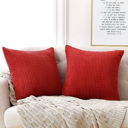Lot De 2 Housse De Coussin Rouge Vif En Velours 40x40cm Pour Salon Housse De Coussin Decoratif
