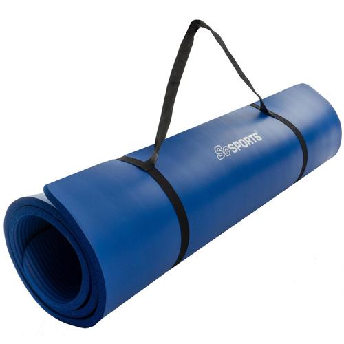 Scsports® Tapis De Yoga - 190x80x1,5 Cm, Antidérapant, Sangle De Transport, Bleu - Tapis De Fitness, Pilates, Gymnastique, Exercice