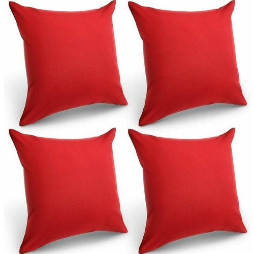 Lot De 4 Housses De Coussin Décoratives Imperméables Pour Extérieur, Housse De Coussin Imperméable Pour Jardin, Balcon, Terrasse, Carré, Revêtement Pu, Housse De Coussin Pour Canapé, Lit, Terrasse, Canapé, Tente, 45,7 X 45,7 Cm (Rouge)