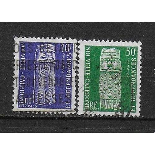 Nouvelle-Caledonie 1959 : Totems : Série De 2 Timbres De Service Oblitérés