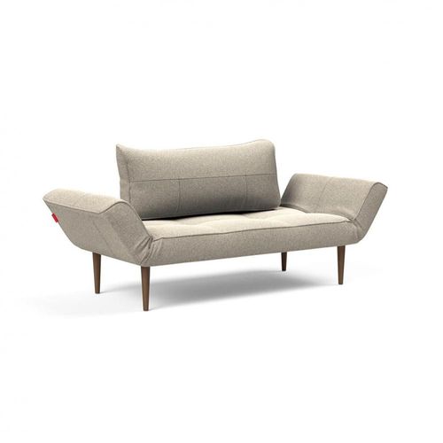 Canapé Lit Zeal Styletto Acier Piétement Chêne Laqué Foncé Tissu Bouclé Beige