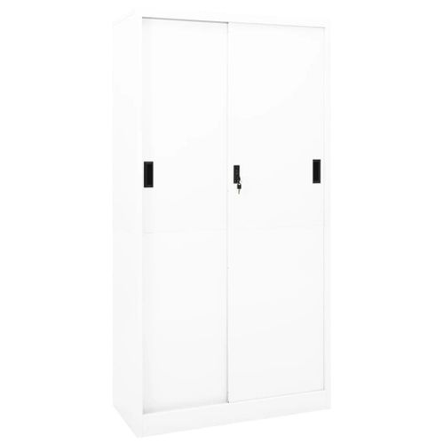 Vidaxl Armoire De Bureau Et Porte Coulissante Blanc 90x40x180 Cm Acier