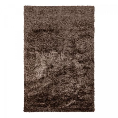 Tapis Shaggy Longues Mèches Toutes Douces Limpu Marron 120x170cm Motif Uni