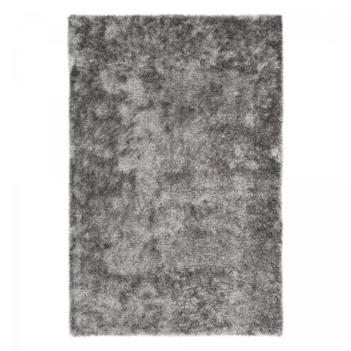 Tapis Shaggy Longues Mèches Toutes Douces Limpu Argenté 120x170cm Motif Uni