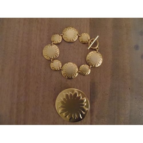 Bracelet Et Broche Métal Argenté Soleils