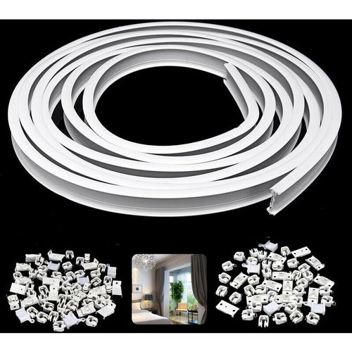 Rail Pour Rideau Classique Pliable Rail Plastique + Acier L.5m Ouverture Centrale