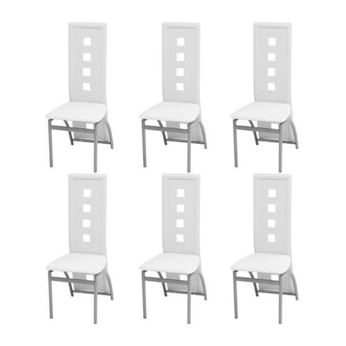 Vidaxl Chaises À Manger Lot De 6 Blanc Similicuir