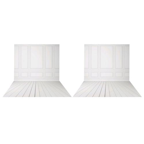 2 Pi¿¿ces 3X5Ft Vinyle Photographie D¿¿cors Blanc Mur de Briques Plancher de Bois Mariage Fond pour Studio Photo