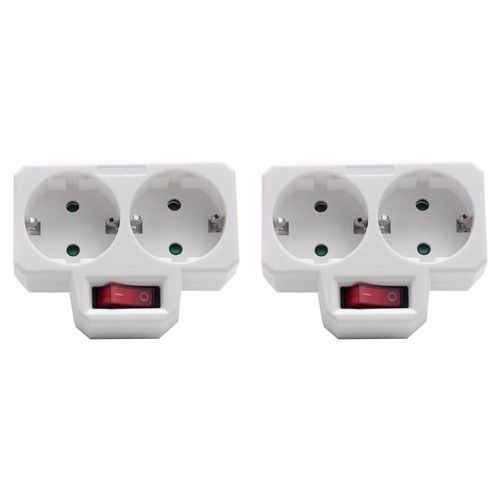 Adaptateur de prise, double fiche pour prise, double prise avec interrupteur 3800W pour le bureau, la maison ou les voyages