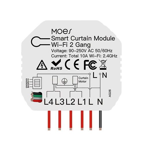 Tuya Smart WiFi 2 Gang Double Rideau Store Commutateur Module Volet Roulant Moteur Électrique Smart Life