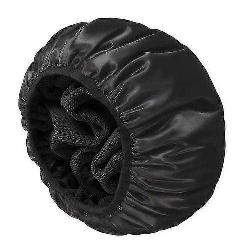 Bonnet De Douche, Bonnet De Douche Doublé En Éponge Pour Femmes Réutilisable, Bonnet De Bain Imperméable À Triple Couche, Extra Large Pour Les Cheveux Longs Pour Femmes (Noir) 