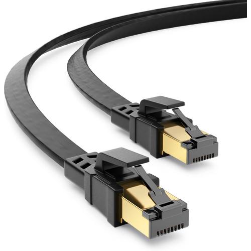 5M Cat8.1 Câble Lan Plat Câble Réseau Conducteur En Cuivre 40 Gbits 2000Mhz Câble De Brassage Gigabits Câble Ethernet Connecteur Rj45 Câble Lan Dsl Cat.8-Noir