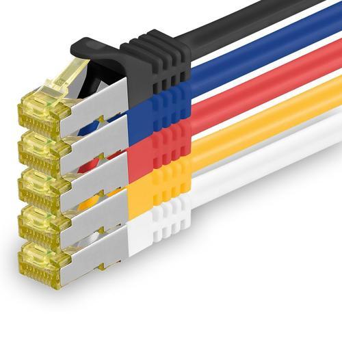 Câble Réseau Cat.7 1 M 5 Couleurs 5 Pièces Câble Ethernet Cat7 Câble Réseau Lan Câble Brut 10 Gb S Sftp Pimf Lszh Set Câble De Raccordement Avec Prise Rj 45 Cat.6A