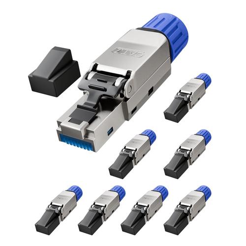 Connecteur Rj45 Sans Outil, Connecteur Rj45 Cat 7 Plaqué Or Sans Outil, Connecteur Rj45 Blindé Pour Câble Ethernet Cat6A/Cat7 En Lot De 8