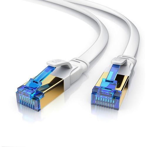 15M Câble Ethernet Plat Cat 8 40Gbits Câble Réseau Cat8 Haut Débit 40Gbps 15 Mètres Câble De Patch 2Ghz U Ftp Pimf Rj45 Compatible Cat 5 6 7