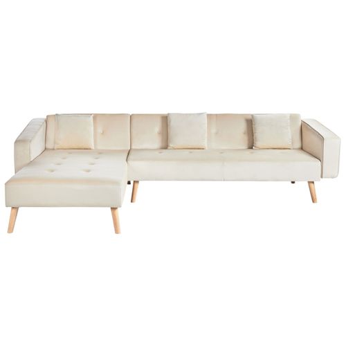 Canapé D'angle Vadso Velours Beige Clair Côté Droit