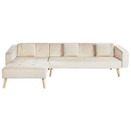 Canapé D'angle Vadso Velours Beige Clair Côté Droit