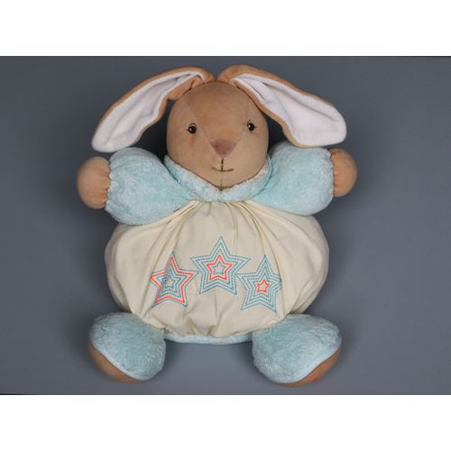 Doudou Lapin Boule Beige Bleu Blanc Écru Étoiles Kaloo