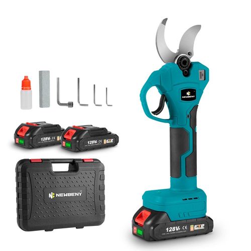 Sécateur électrique 45 mm 2 vitesses réglables avec affichage numérique Cisaille de jardin professionnelle sans fil - avec 2 batteries