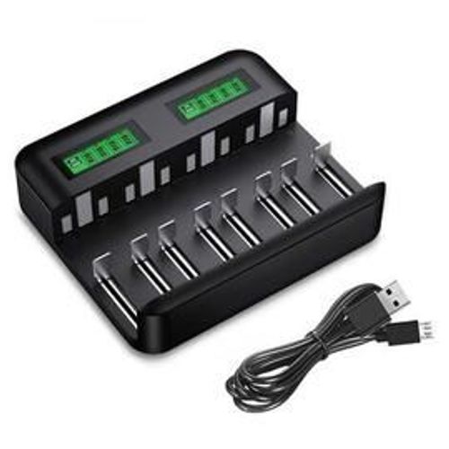 Chargeur de Piles Universel LCD, Chargeur Universel pour AA/LR6, AAA/LR3, C/R14, D/R20 Ni-MH Piles Rechargeables avec Entrée Type C Micro USB, Chargeur 9008 avec Technologie Détection de Piles