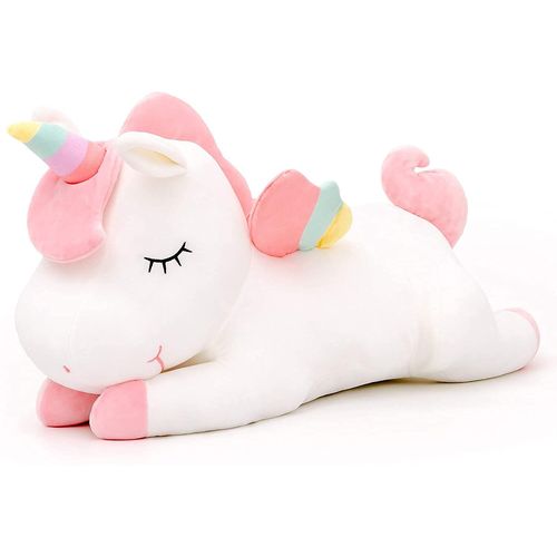 Licorne En Peluche Mignonne Douce Avec Ailes Arc-En-Ciel - Jouet Kawaii Pour Enfants (30cm/11.8inch, White)