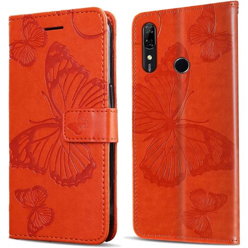 Coque Pour Huawei P Smart Z / Y9 Prime 2019, Papillon Imprime Housse En Cuir Pu Magnetique Portefeuille, Etui A Rabat Pour Huawei P Smart Z / Y9 Prime 2019, Orange
