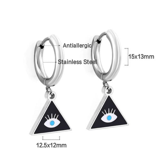 Luxusteel-Boucles D'oreilles Pendantes Chics En Acier Inoxydable, Coquillage De Document Localité, Pendentif Goutte D'huile Noire, Clips D'oreille, Cadeaux Pour Femme