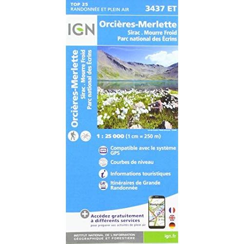 3437et Orcires-Merlette Sirac Mourre Froid Parc National    Format Carte Plan 