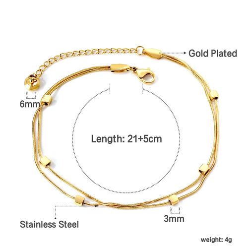 Luxusteel-Bracelets De Pied En Acier Inoxydable Plaqué Or Pour Femme, Perles De Boule Vintage, Breloques De Salle, Bijoux De Plage D'été
