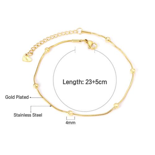 Luxusteel-Bracelets De Pied En Acier Inoxydable Plaqué Or Pour Femme, Perles De Boule Vintage, Breloques De Salle, Bijoux De Plage D'été
