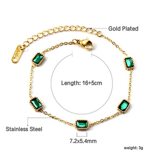 Luxusteel-Bracelets En Acier Inoxydable Pour Femme, Oeil Vert Noir Et Blanc, Bracelet En Pierre De Cristal, Élégant, Cubique, Contre-Indiqué