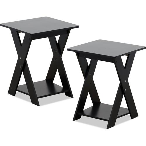 Modern Simplistic Table De Bout Croisée,Espresso,Lot De 2,Bois Dense,Marron,One Size