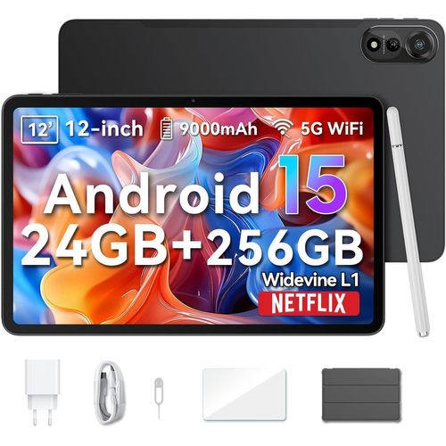 Blackview MEGA2 Tablette Tactile 11.97" Android 15 2.4G+5G Wifi, RAM 24 Go ROM 256 Go/SD 2 To 9000mAh Tablette PC Dual Sim - Gris