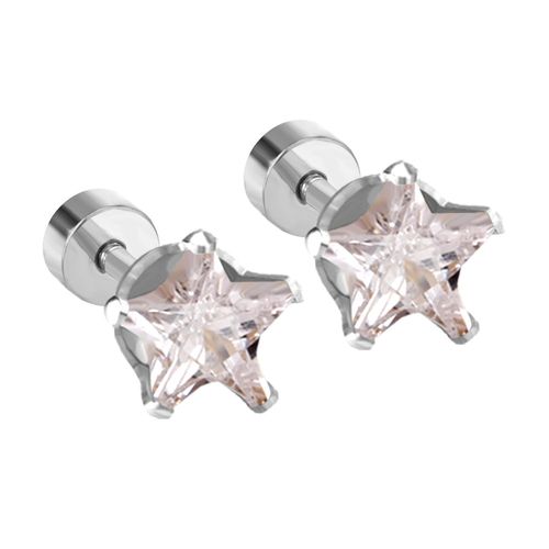 Luxsteel ? Boucles D'oreilles En Cristal En Forme De C¿Ur Pour Femme Et Homme, Bijoux De Piercing, En Acier Inoxydable, En Forme D'étoile, Carré, Rond, Triangle, Cz, 6mm