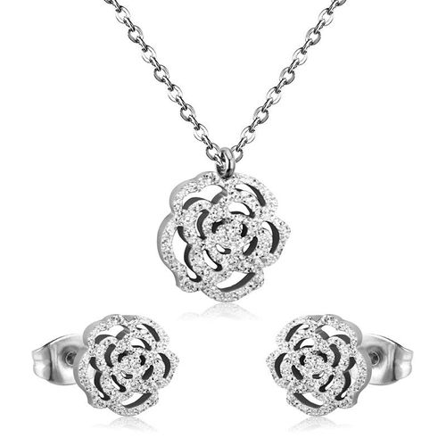 Luxusteel-Ensemble De Bijoux En Acier Inoxydable Pour Femme, Fleur Cubique Contre-Indiquée, Pendentif Document En Or, Collier, Patients, Fille
