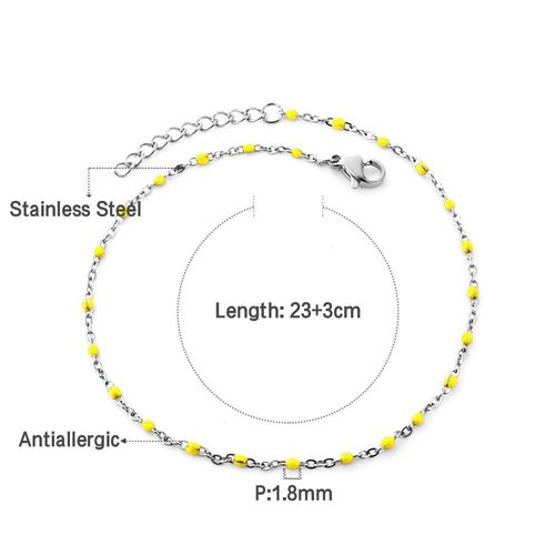 Luxusteel-Bracelet De Cheville En Acier Inoxydable Pour Femme, Bijoux De Corps, Style Bohème, Vert, Bleu, Jaune, Perles, Rinçage D'été, Cadeaux Pour Fille