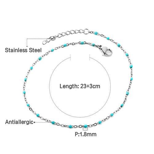 Luxusteel-Bracelet De Cheville En Acier Inoxydable Pour Femme, Bijoux De Corps, Style Bohème, Vert, Bleu, Jaune, Perles, Rinçage D'été, Cadeaux Pour Fille