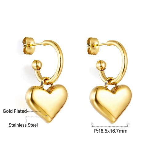 Luxusteel-Boucles D'oreilles Créoles En Forme De C Pour Femme, Plaqué Or, Perles En Acier Inoxydable, Carré, Pendentif Rolo, Bijoux D'oreille, Cadeau Pour Elle