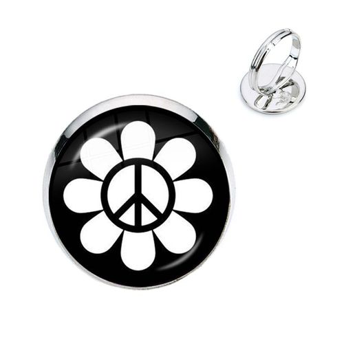 Bagues En Verre Couleur Argent, Nouveau Design, Signe De Paix, Van Bus, Mode, Cabochon Hippie, Badge De Voiture, Bijoux Pour Femmes Et Hommes, Cadeau