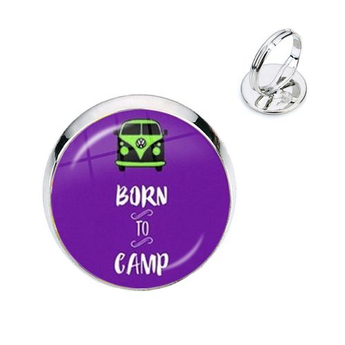 Bagues En Verre Couleur Argent, Nouveau Design, Signe De Paix, Van Bus, Mode, Cabochon Hippie, Badge De Voiture, Bijoux Pour Femmes Et Hommes, Cadeau