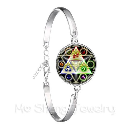 Bracelet En Chaîne De Déesse Triple Lune, Bijoux Pentagramme De Sorcière, Dôme De Verre De 18mm, Wiccan Plaqué Argent, Breloque Wicca Pour Femmes