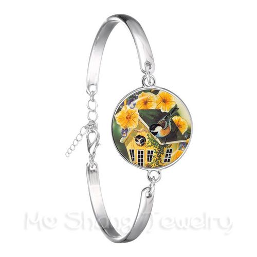 Bracelet Colibri Vert, Image Artistique D'oiseaux, Cabochon En Verre De 18mm, Bijoux Pour Femmes