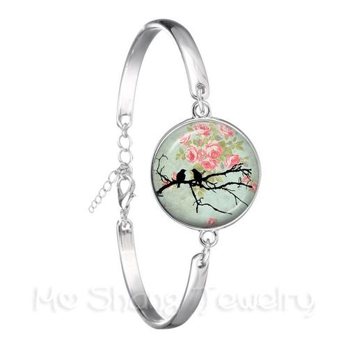 Bracelet Colibri Vert, Image Artistique D'oiseaux, Cabochon En Verre De 18mm, Bijoux Pour Femmes